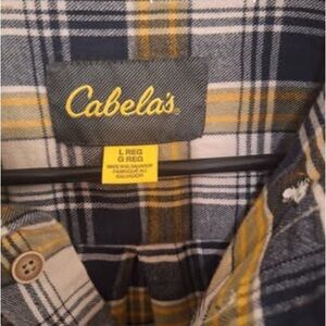 Cabela's Navy, Mustard and Cream Plaid Button-Up Shirt